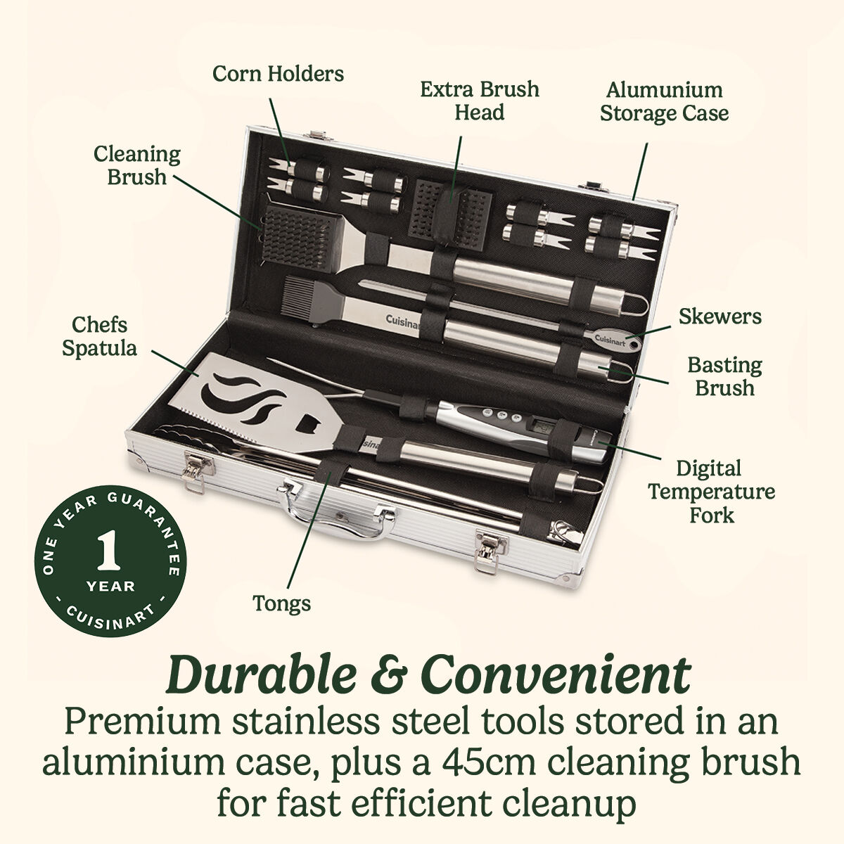 Cuisinart 20 Piece Deluxe Stainless-Steel Grill Tool Set