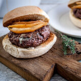Venison Burgers with Roquefort & Quince Pickle-1