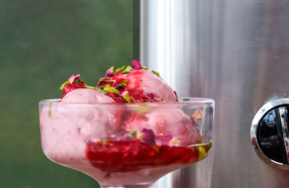 Raspberry Rose and Pistachio Ice Cream