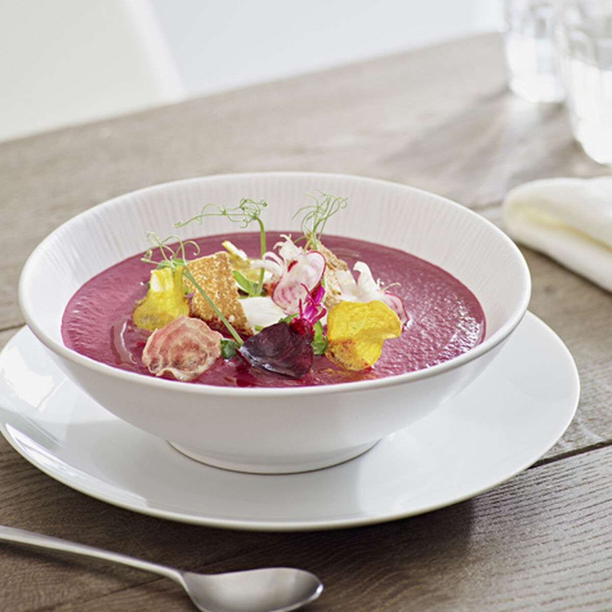 Gazpacho of Beetroot Soup with Goats Curd-1