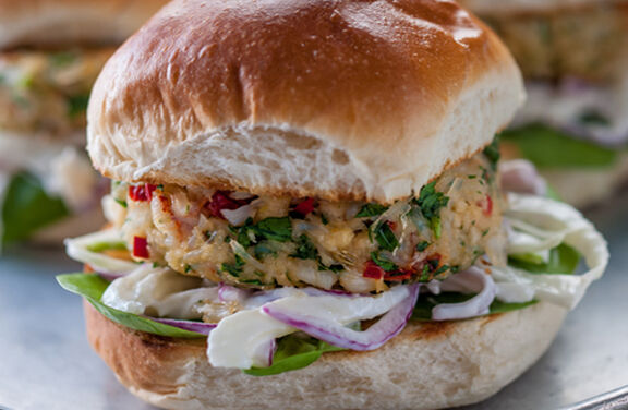 Crab Burgers with Fennel Slaw