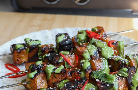 Sticky Tofu and Pineapple Skewers