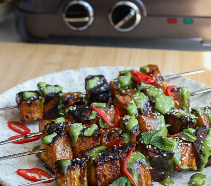 Sticky Tofu and Pineapple Skewers