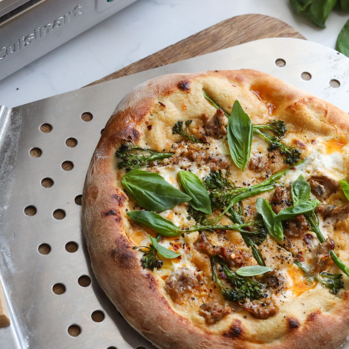 Broccolini, Sausage and Chilli Pizza-1