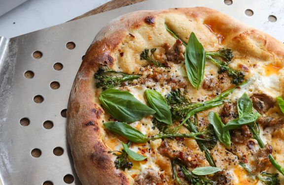 Broccolini, Sausage and Chilli Pizza