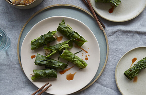 Cabbage wrapped Dumplings with Pork & Prawns