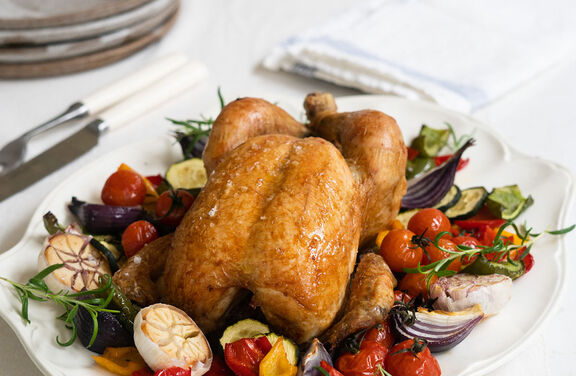 Roast Chicken with Mediterranean Vegetables